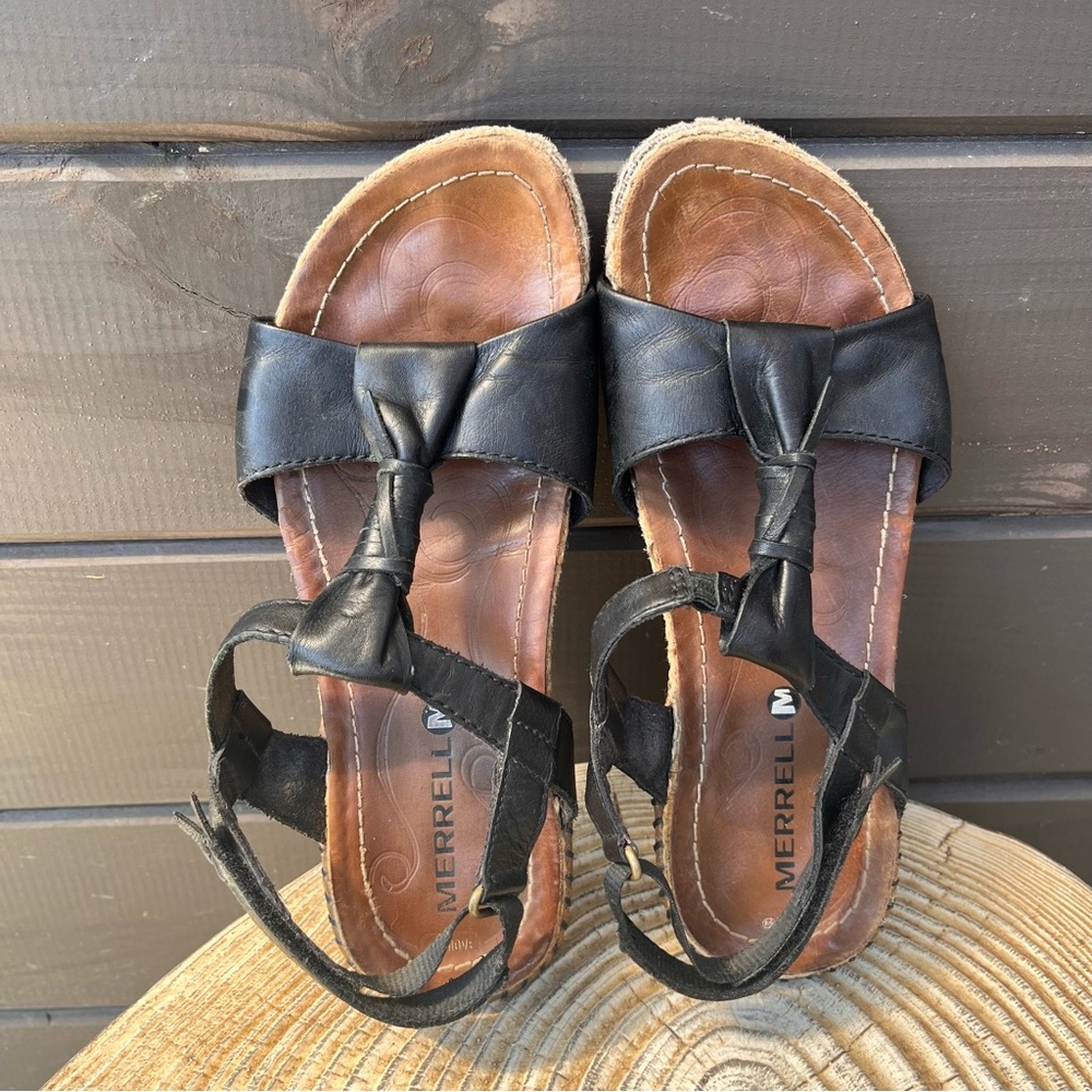 Merrell Black Leather Gladiator Sandals